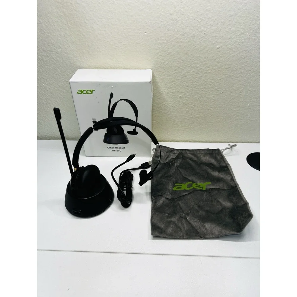Acer OHR690 Wireless UHF Single-Ear Headband Headset w/ Boom Mic, USB, Black
